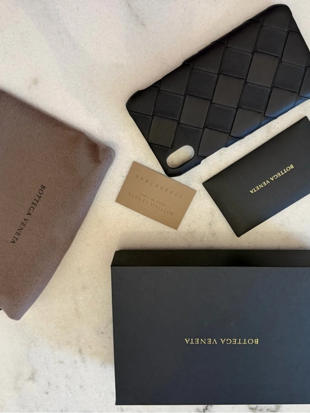 Bottega Veneta brown/Black Intrecciato Leather IPHONE XS Phone Case